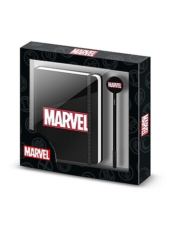 Marvel Comics Coffret Cadeau avec Journal et Stylo à Bille Fashion, Noir