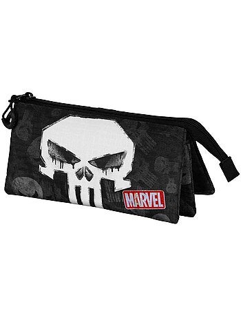 Marvel Punisher Skull Trousse Triple, Noir