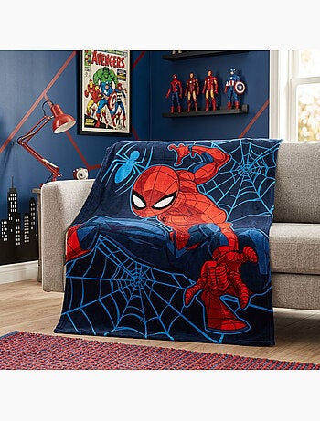 Marvel spider-man couverture flanelle 130x160 cm bleu et rouge
