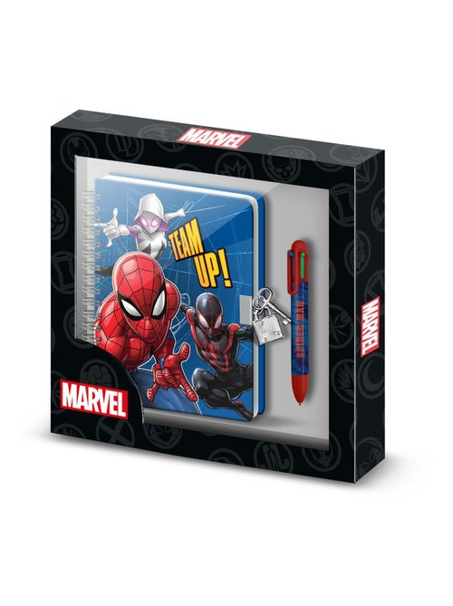Marvel Spiderman Best Team Pack de Journal A5 + Stylo 6 Couleurs, Bleu - Kiabi