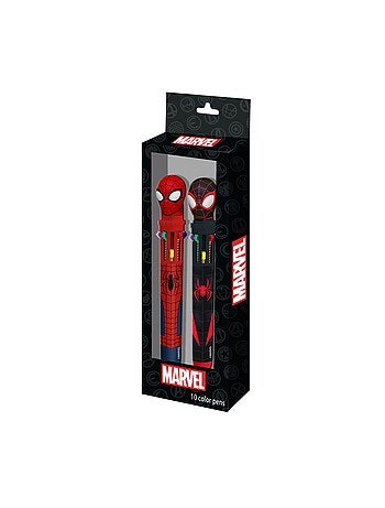 Marvel Spiderman Peter Pack de 2 Stylos 10 Couleurs, Rouge