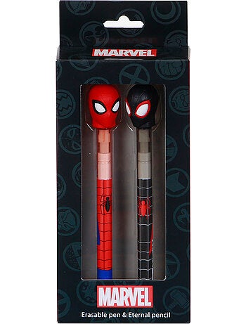 Marvel Spiderman Peter Pack de 2 Stylos 10 Couleurs, Rouge