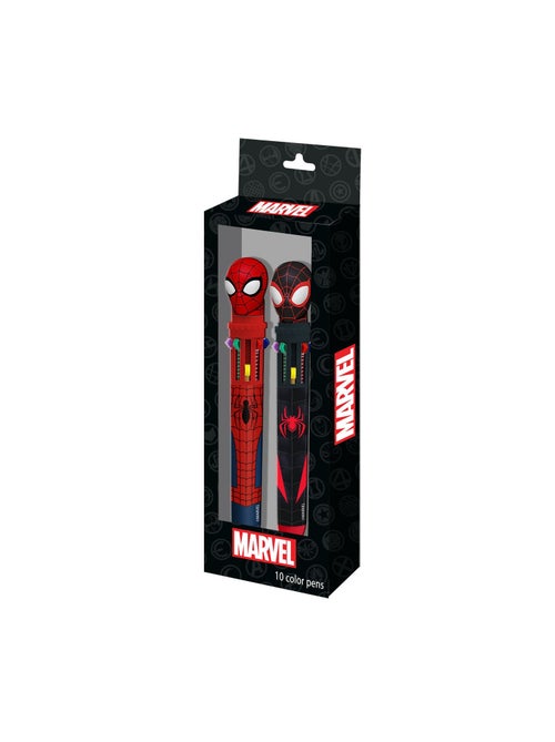 Marvel Spiderman Peter Pack de 2 Stylos 10 Couleurs, Rouge - Kiabi