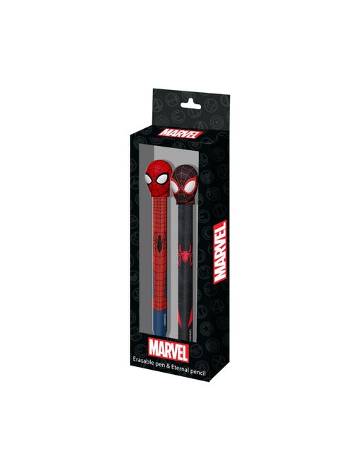 Marvel Spiderman Peter Pack de Crayon Éternel + Stylo Gel Effaçable, Rouge - Kiabi