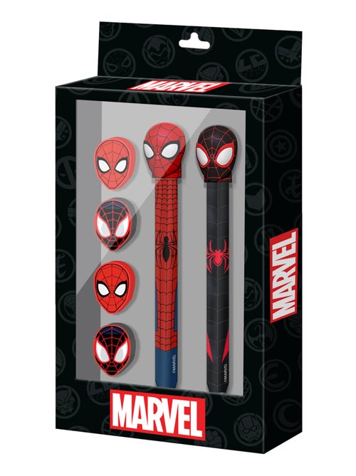 Marvel Spiderman Peter Pack de Stylo Gel Effaçable + Crayon Éternel + 4 Gommes, Rouge - Kiabi