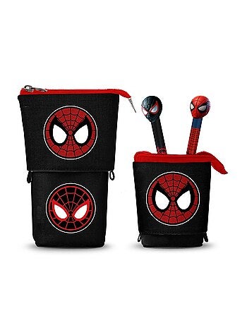 Marvel Spiderman Peter Trousse Cute + 2 Stylos Gel Effaçables, Rouge