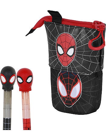 Marvel Spiderman Peter Trousse Cute + 2 Stylos Gel Effaçables, Rouge