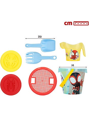 Marvel spidey et sa super équipe seau de plage ø14 cm avec accessoires et sac de transport