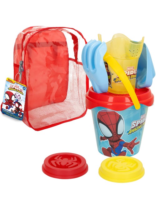 Marvel spidey et sa super équipe seau de plage ø14 cm avec accessoires et sac de transport - Kiabi