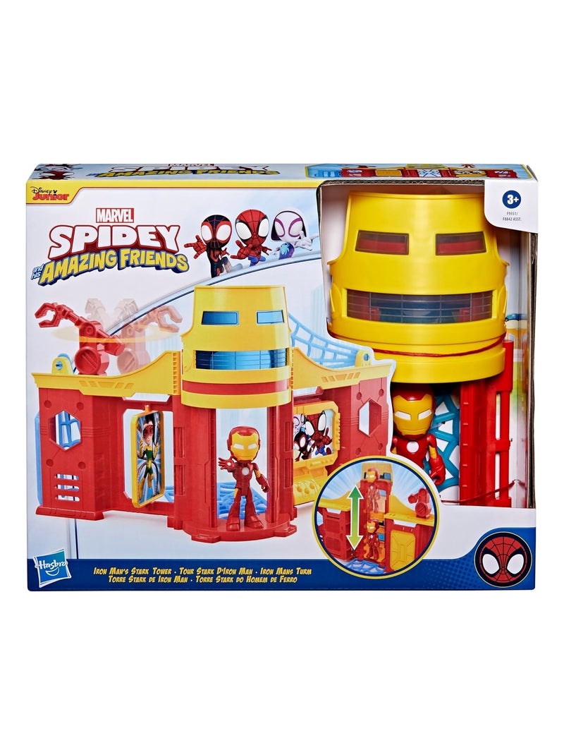 Marvel Spidey et ses amis extraordinaires, Coffret Tour Stark avec figurine Iron Man Rouge - Kiabi