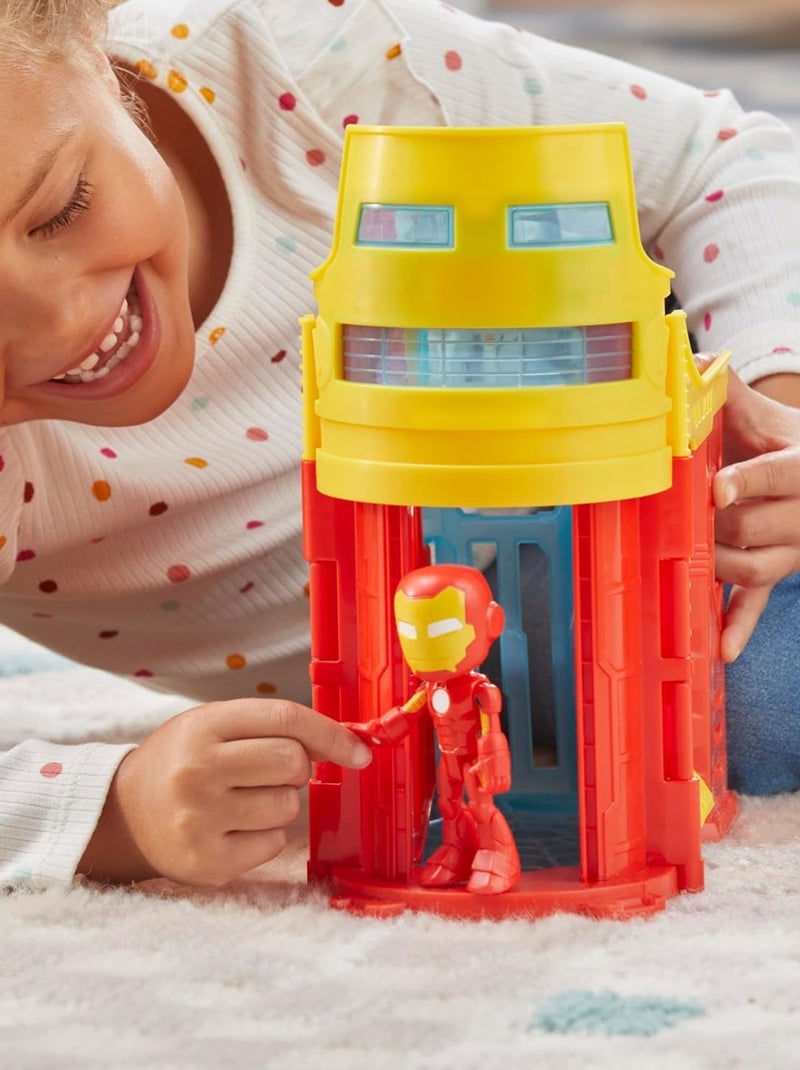 Marvel Spidey et ses amis extraordinaires, Coffret Tour Stark avec figurine Iron Man Rouge - Kiabi