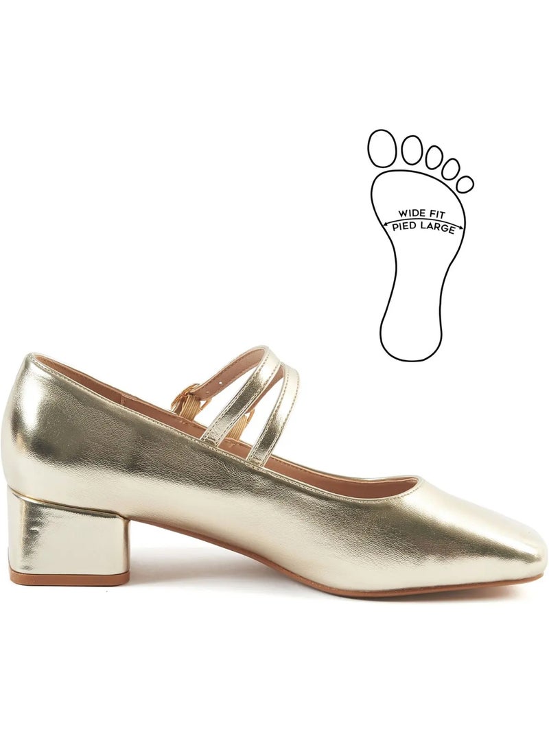 Mary jane babies pieds larges h - diana Gold - Kiabi