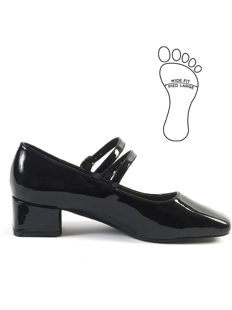 Mary jane babies pieds larges h - diana Noir - Kiabi