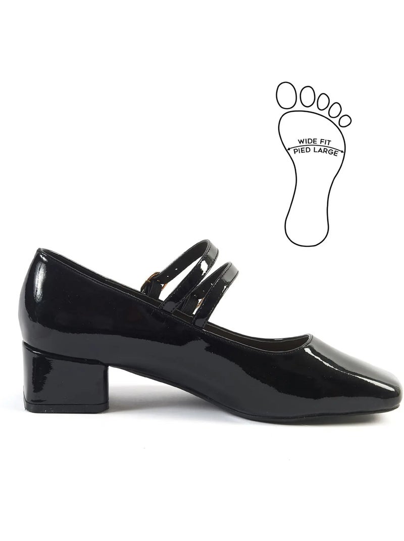 Mary Jane Babies pieds larges H - Diana Noir - Kiabi