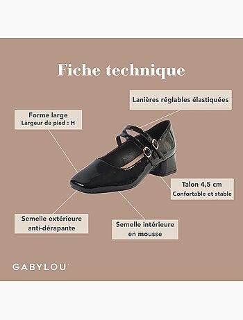 Mary Jane Babies pieds larges H - Modèle Diana