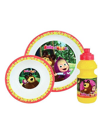 MASHA ET MICHKA LOT DE 3 PIECES (ASSIETTE, BOL ET GOURDE)