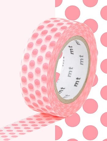 Masking tape à pois - Rouge fluo - 1,5 cm x 7 m - Masking Tape