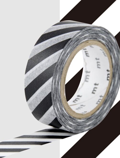 Masking tape à rayures - Noir - 1,5 cm x 7 m - Kiabi