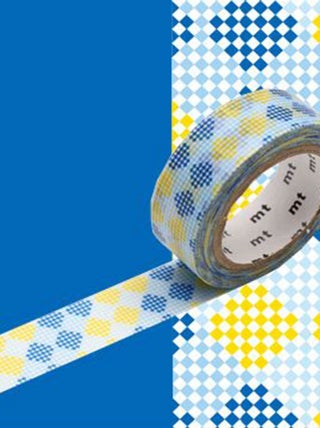 Masking tape damier - Bleu et jaune - 1,5 cm x 7 m - Masking Tape
