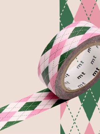 Masking tape écossais - Rose et vert - 1,5 cm x 7 - Masking Tape