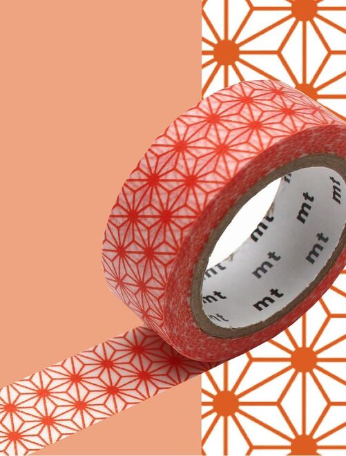 Masking tape étoiles Asanoha - Orange - 1,5 cm x 7 m - Kiabi
