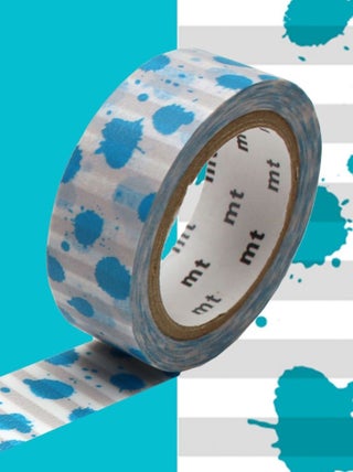 Masking tape motif tâches d'encre bleu - 1,5 cm x - Masking Tape