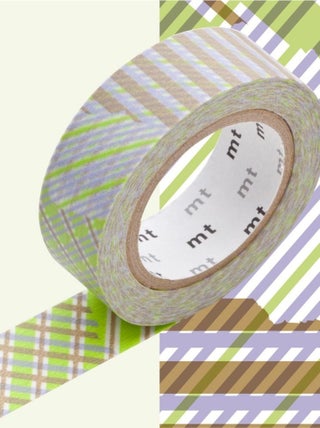 Masking tape rayé vert et lilas - 1,5 cm x 7 m - Masking Tape