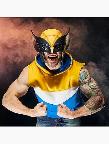 Masque cosplay wolverine échelle 1:1 avec socle - hasbro, marvel legends