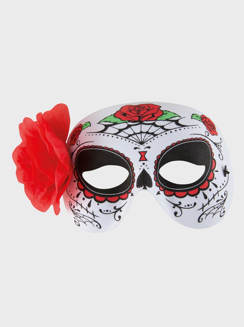 Masque 'dia de la muerte' - Déguisement blanc/rouge - Kiabi