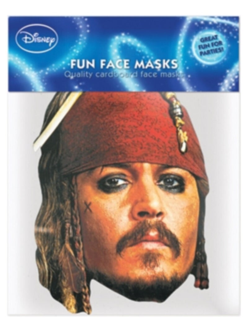 Masque en carton - visage Disney Pirates des caraïbes - Jack Sparrow 27 cm Multicolore - Kiabi