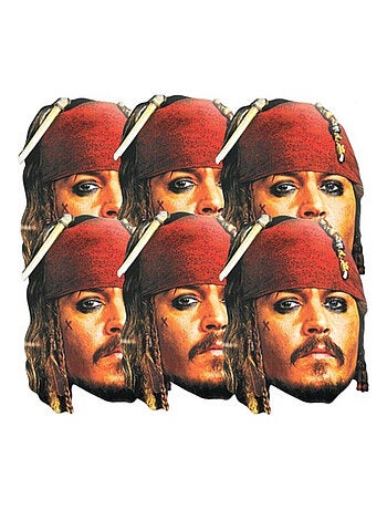Masque en carton Lot de six masques visage Disney Pirates des caraïbes - Jack Sparrow