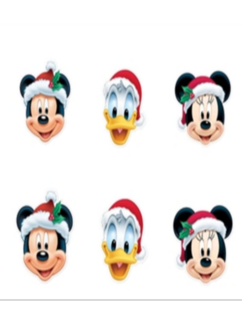 Masque en carton Pack de 6 visage Disney Mickey, Minnie et Donald Noël Multicolore - Kiabi