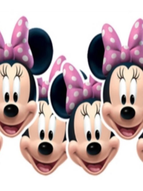 Masque en carton Pack de 6 visage Disney tête de Minnie Mouse 27 cm - Kiabi