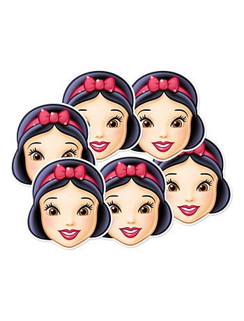 Masque en carton Paquet de 6 visage Disney princesse blanche-neige 27 cm