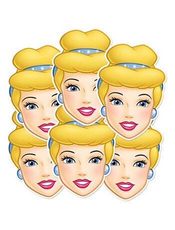 Masque en carton Paquet de 6 visage Disney princesse cendrillon Paquet de 6