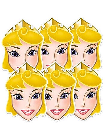 Masque en carton Paquet de 6 visages Disney Princesse Aurore La Belle au Bois Dormant 27 cm