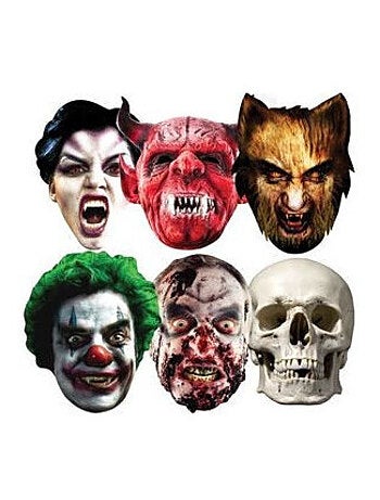 Masque en carton Paquet de 6 visages Fête d'Halloween