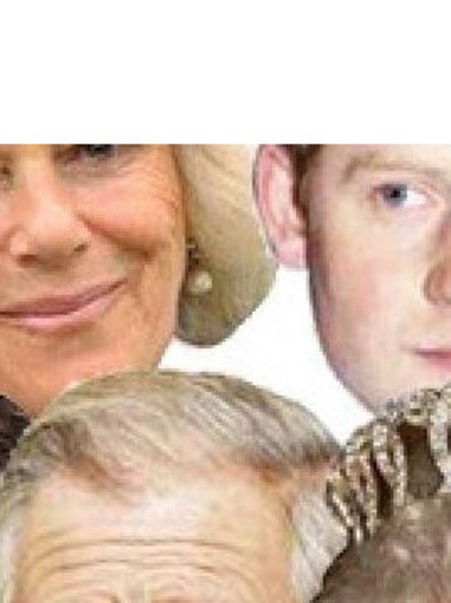 Masque en carton Paquet de 7 visages Famille Royale - Reine Elisabeth, Prince Philip, William, Harry - Kiabi