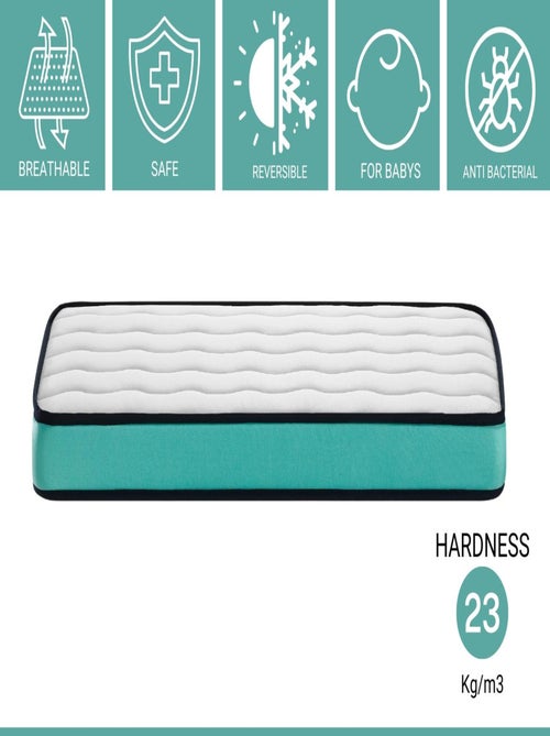 Matela bébé 60x120x11 cm CONFORT BABY - Noyau perforé et respirante - Kiabi