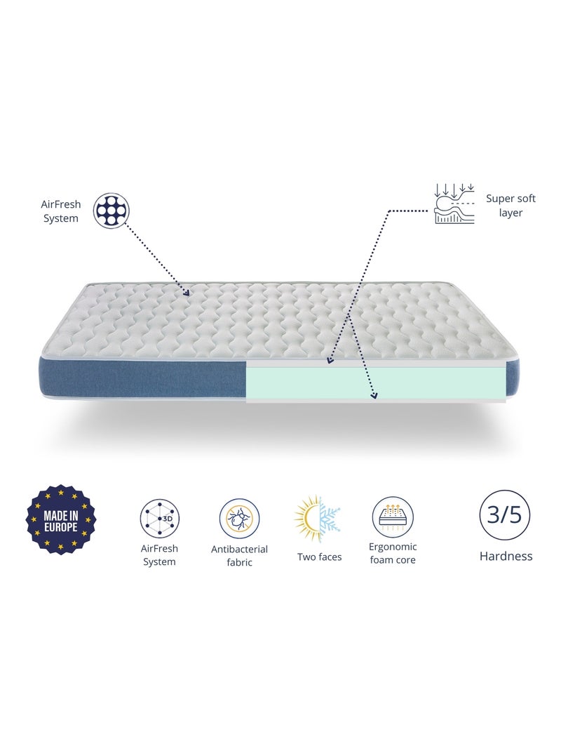 Matelas 135X180 ARES, Epaisseur 16 CM Gris taupe - Kiabi