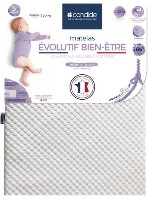 Matelas 70x140 cm pour lit bébé Évolutif Bien-Être - Libère la tension - Déhoussable à 360° - Kiabi