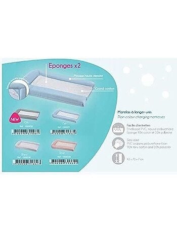 Matelas à langer avec éponges amovibles