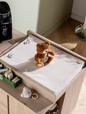 Matelas à langer avec sa housse en velours cotelé et sa serviette - SAUTHON