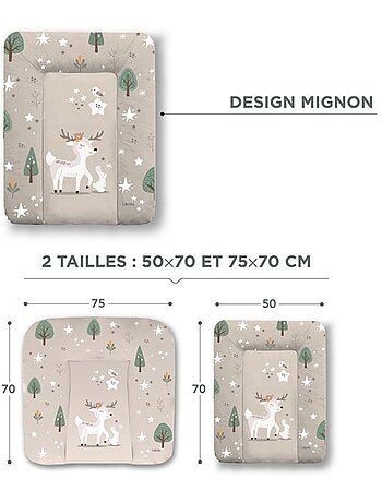 Matelas à langer bébé - imperméable motif animaux de la forêt - kikido