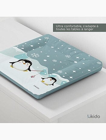 Matelas à langer bébé - imperméable motif pingouins - kikido