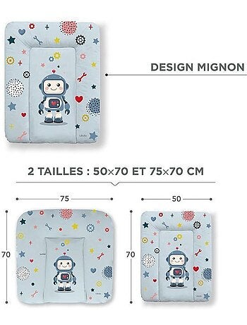 Matelas à langer bébé - imperméable motif robot - kikido