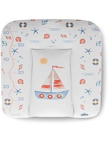 Matelas à langer bébé - imprimé bateau 75x70 cm - kikido