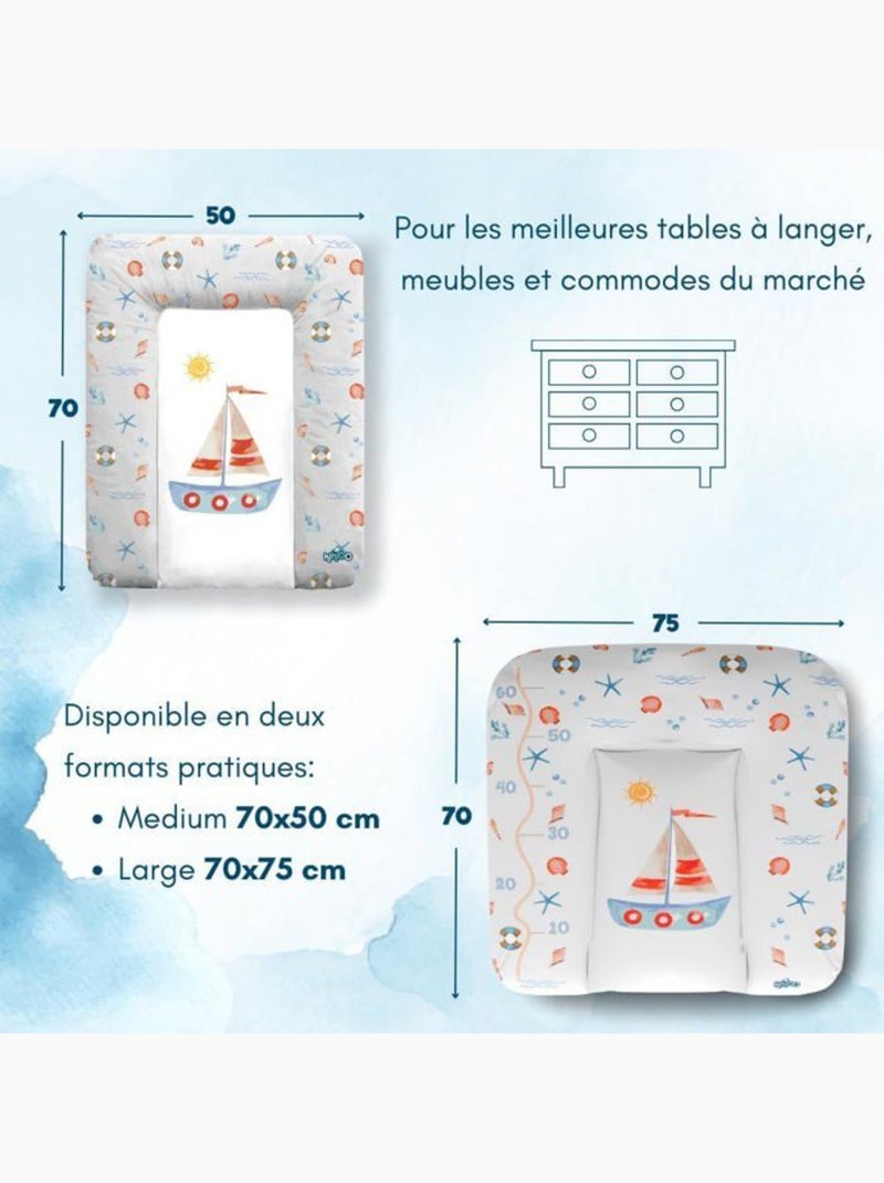 Matelas à langer bébé - imprimé bateau 75x70 cm - kikido Multicolore - Kiabi