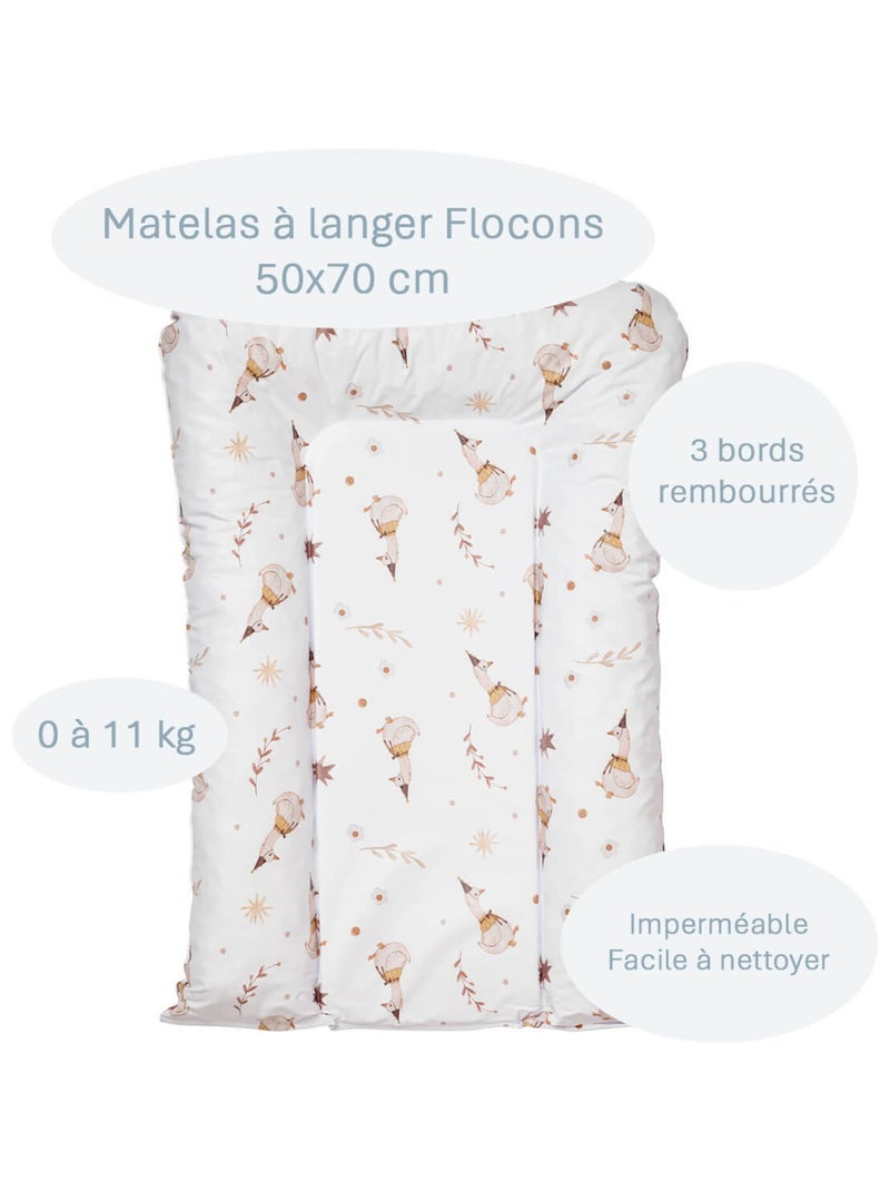 Matelas à langer bébé Flocons - Little Band Blanc Marron - Kiabi