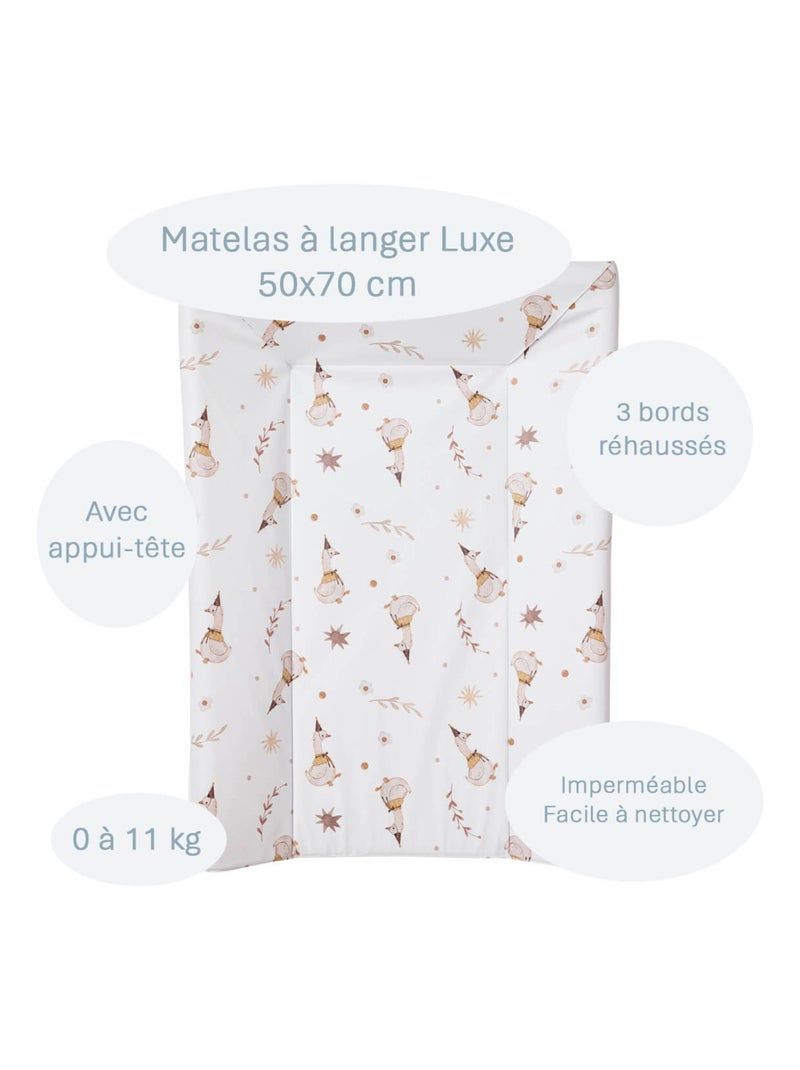 Matelas à langer bébé Luxe - Little Band Blanc Marron - Kiabi